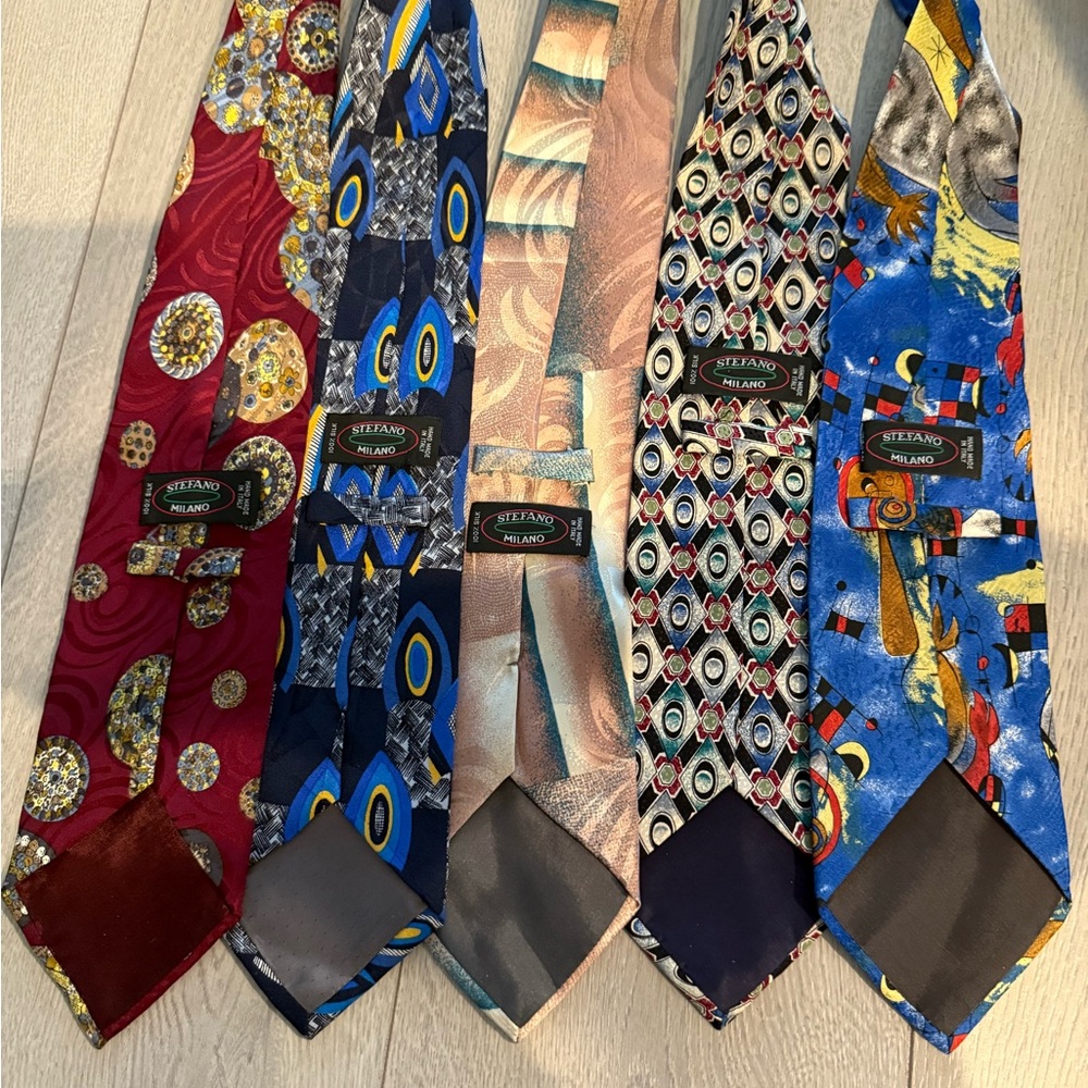 Stefano Milano Silk Tie Collection - Red, Blue, Gold, Tan
